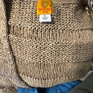 Ruby Rd Sweater Cardigan with Fringe detail women’s size Large Petite